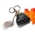Personalised 2cm Fur Coin Bag Keychain Brass Plating For Women