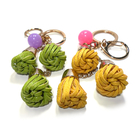 Personalised Yellow 3.5cm Leather Flower Keyring For Car Keys